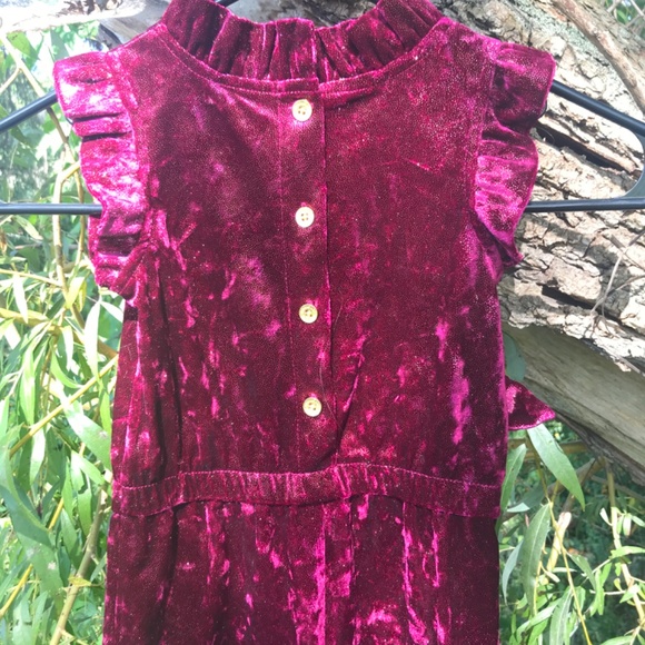 🔸5/20$!!! Crushed Velvet Sparkly Burgundy Pantsuit With Ruffles-EUC - Picture 7 of 9